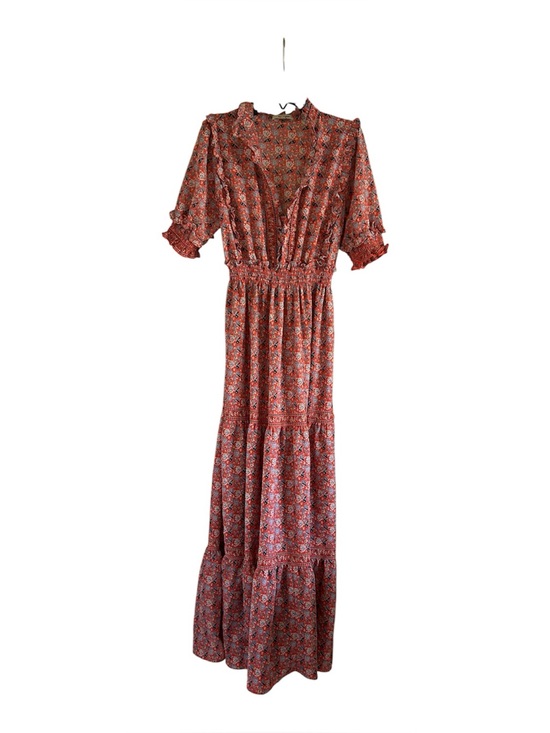 Max Studio Dresses & Skirts - Max Studio Floral Ruffle Tiered Smocked Waist Size Small Short Sleeve Maxi Dress